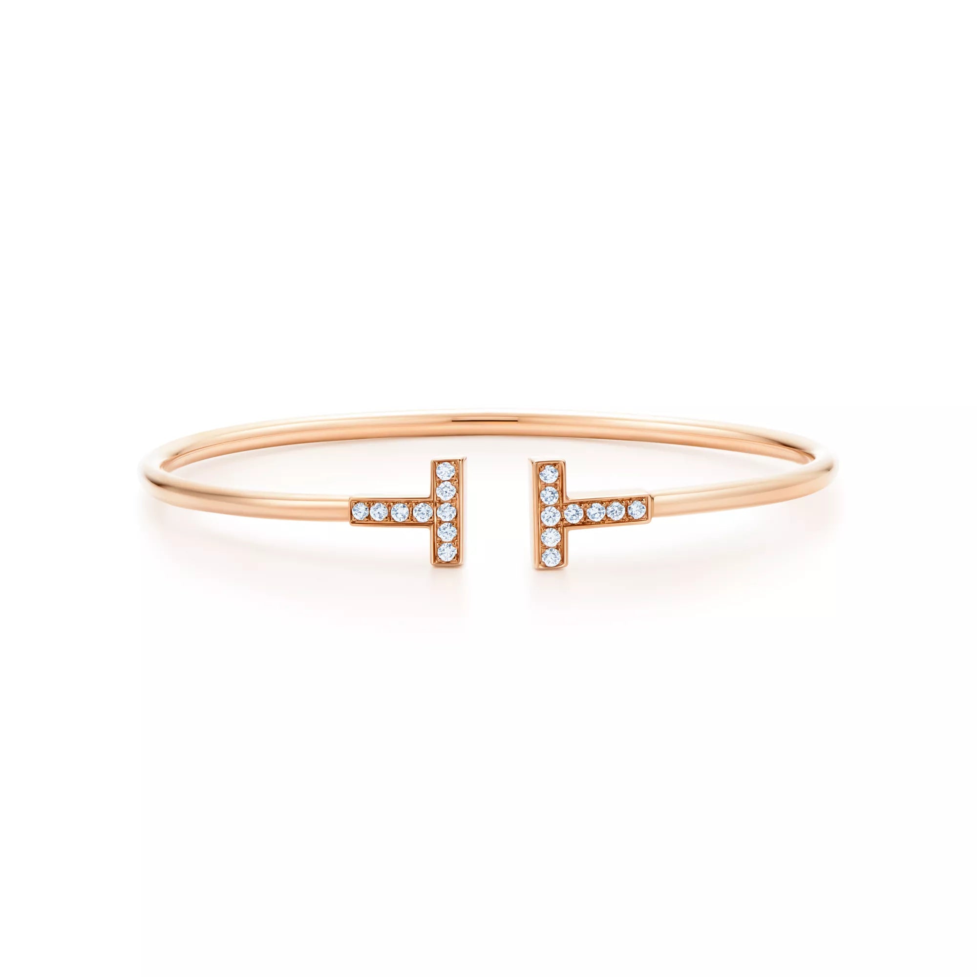AV T Bracelet - Rose Gold Wire with Diamonds