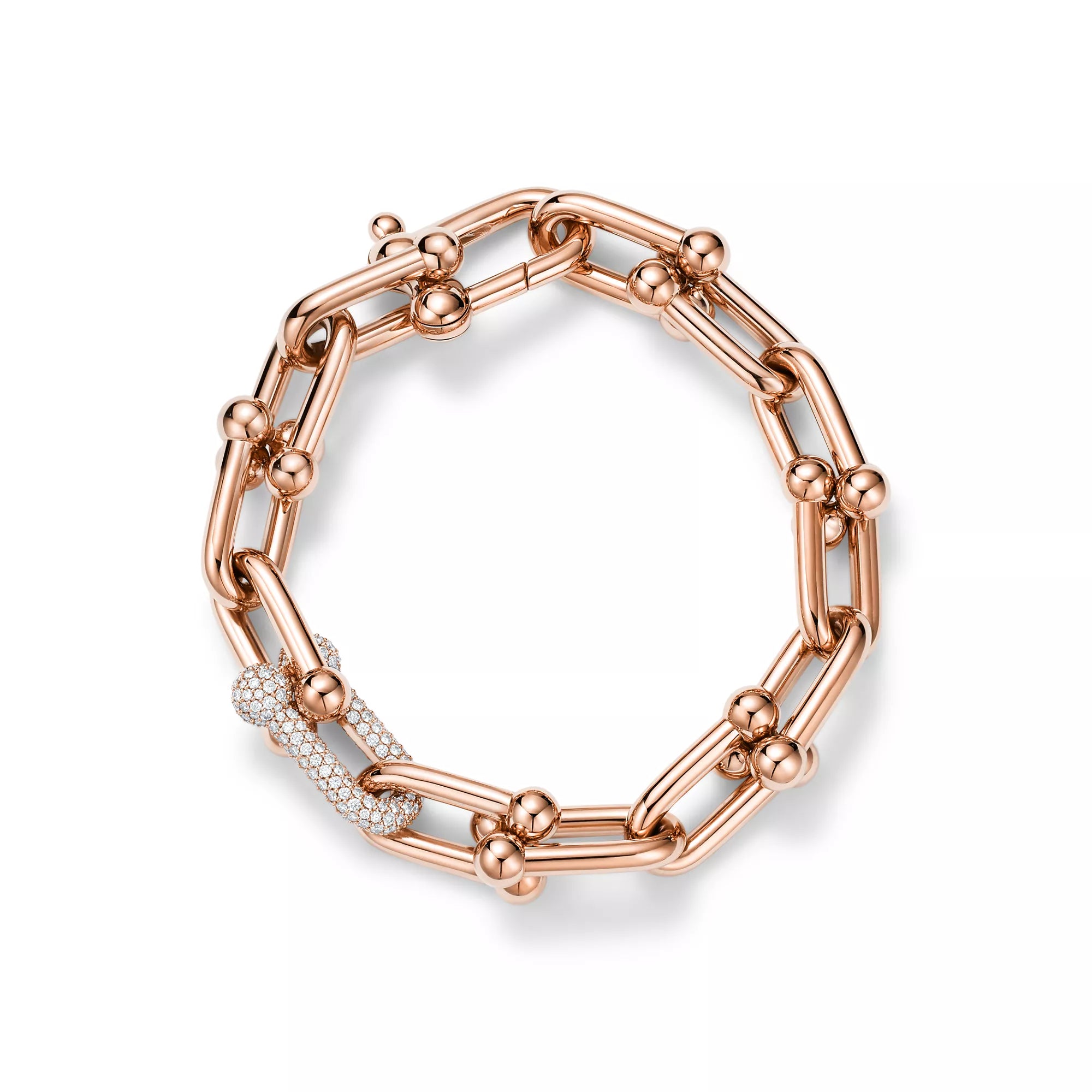 AV Pulse Bracelet - Large Link Single Diamond Link (Rose Gold)