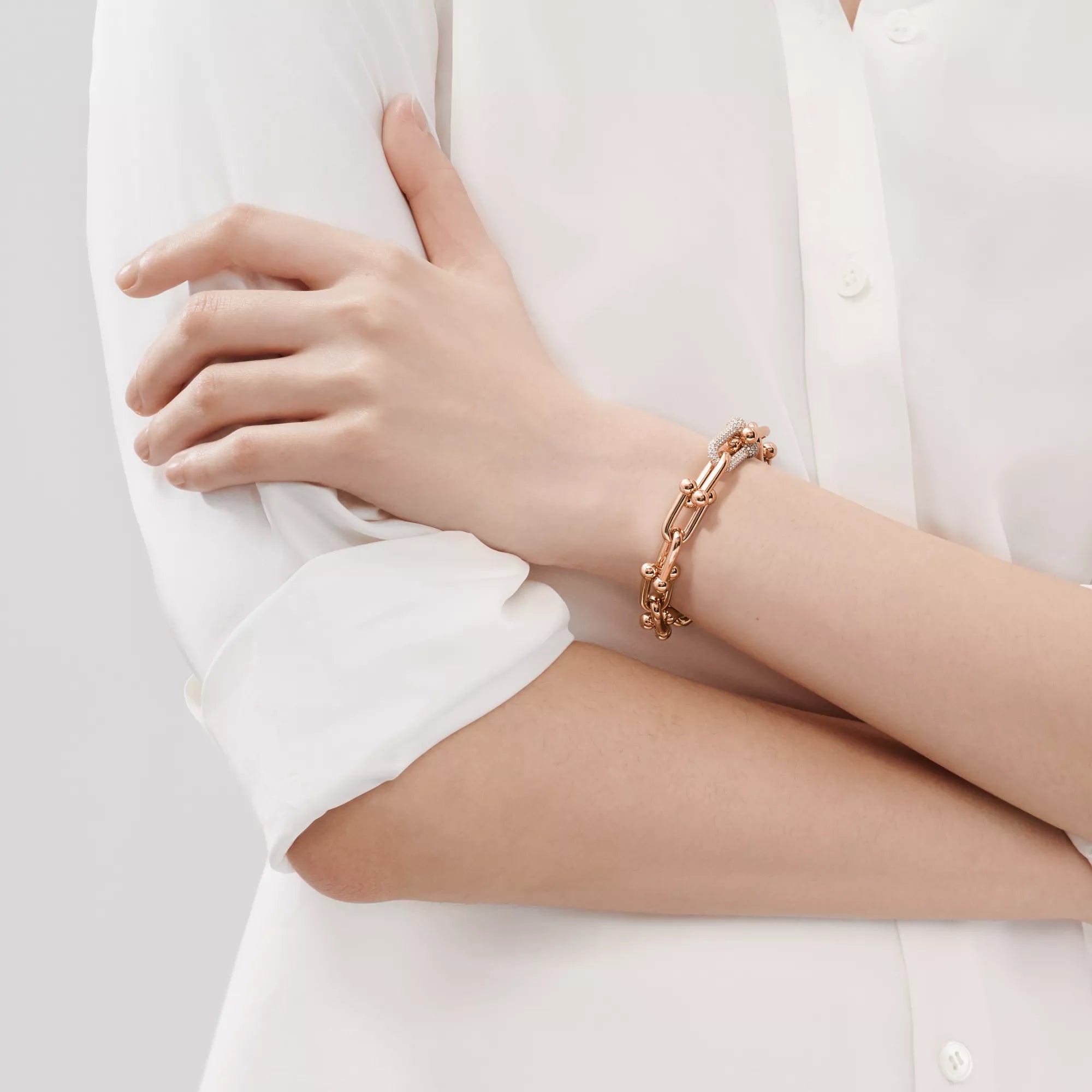 AV Pulse Bracelet - Large Link Single Diamond Link (Rose Gold)