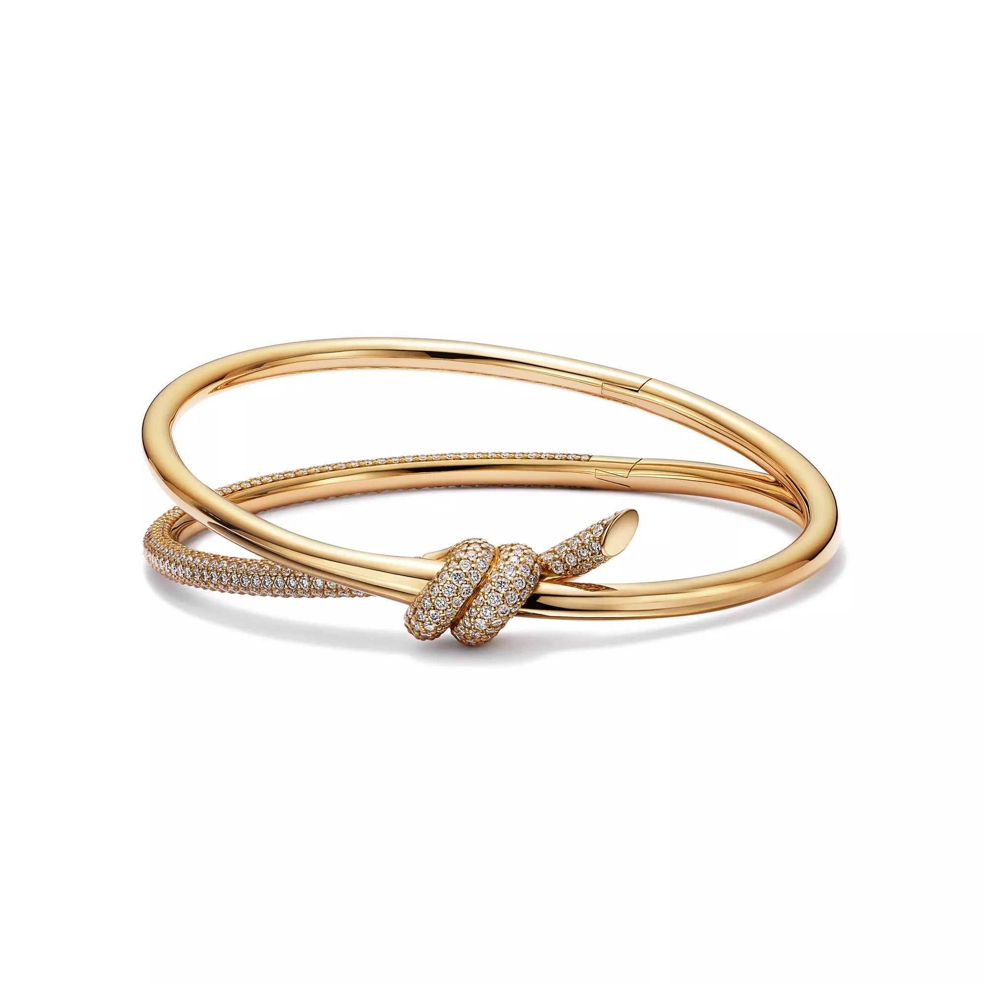 AV Lucent Bracelet - Double Row Diamond Hinged Bangle (Yellow Gold)