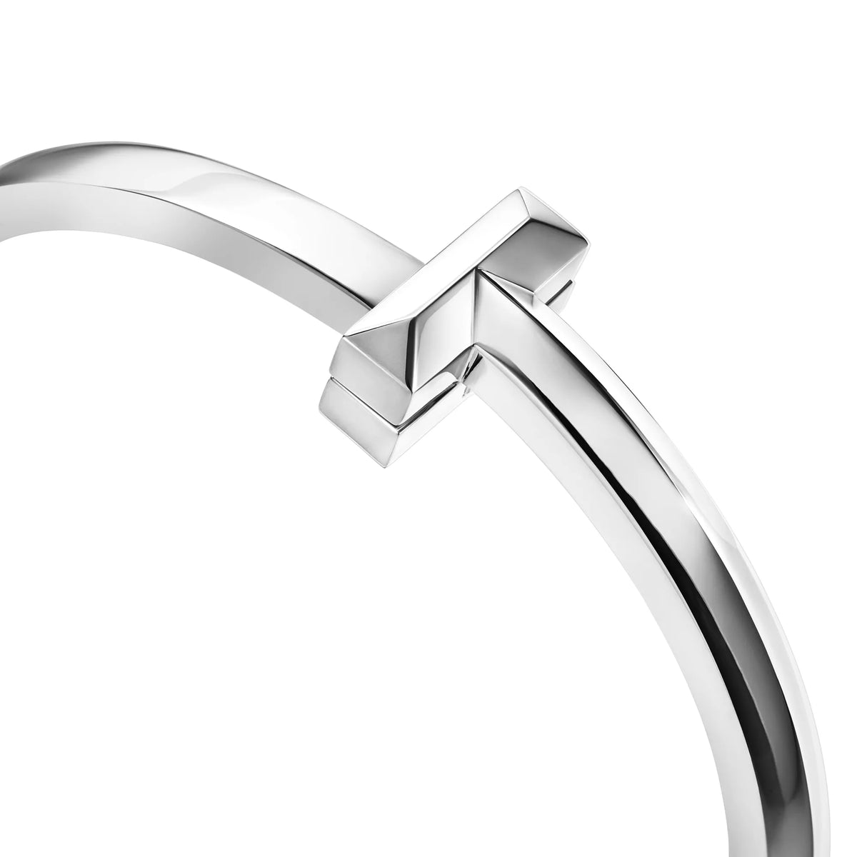 AV T Bracelet - T1 Wide Hinged Bangle in White Gold