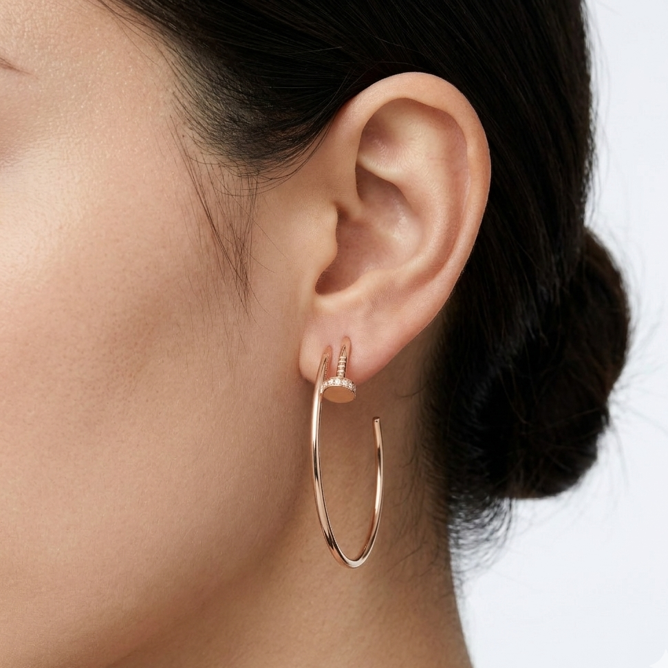 AV Linéa Clou Hoop Earrings Diamonds – Large Model (Rose Gold)