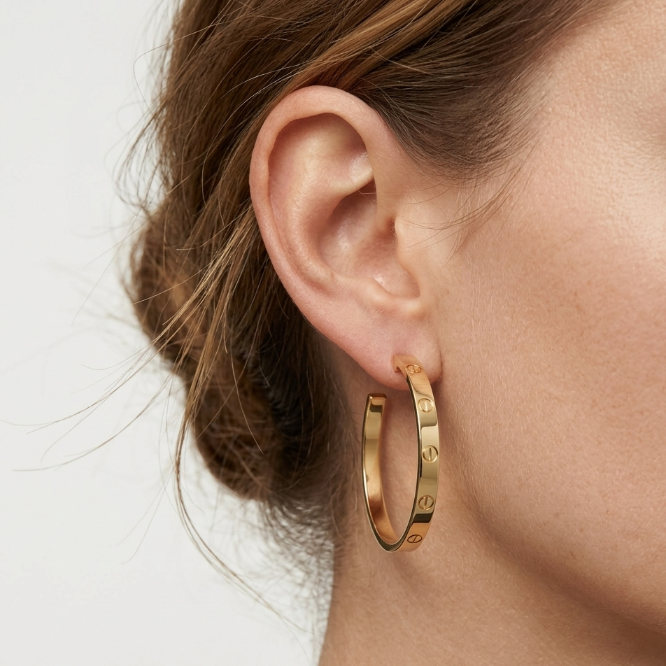 AV Amour Hoop Earrings – Large Model (Yellow Gold)