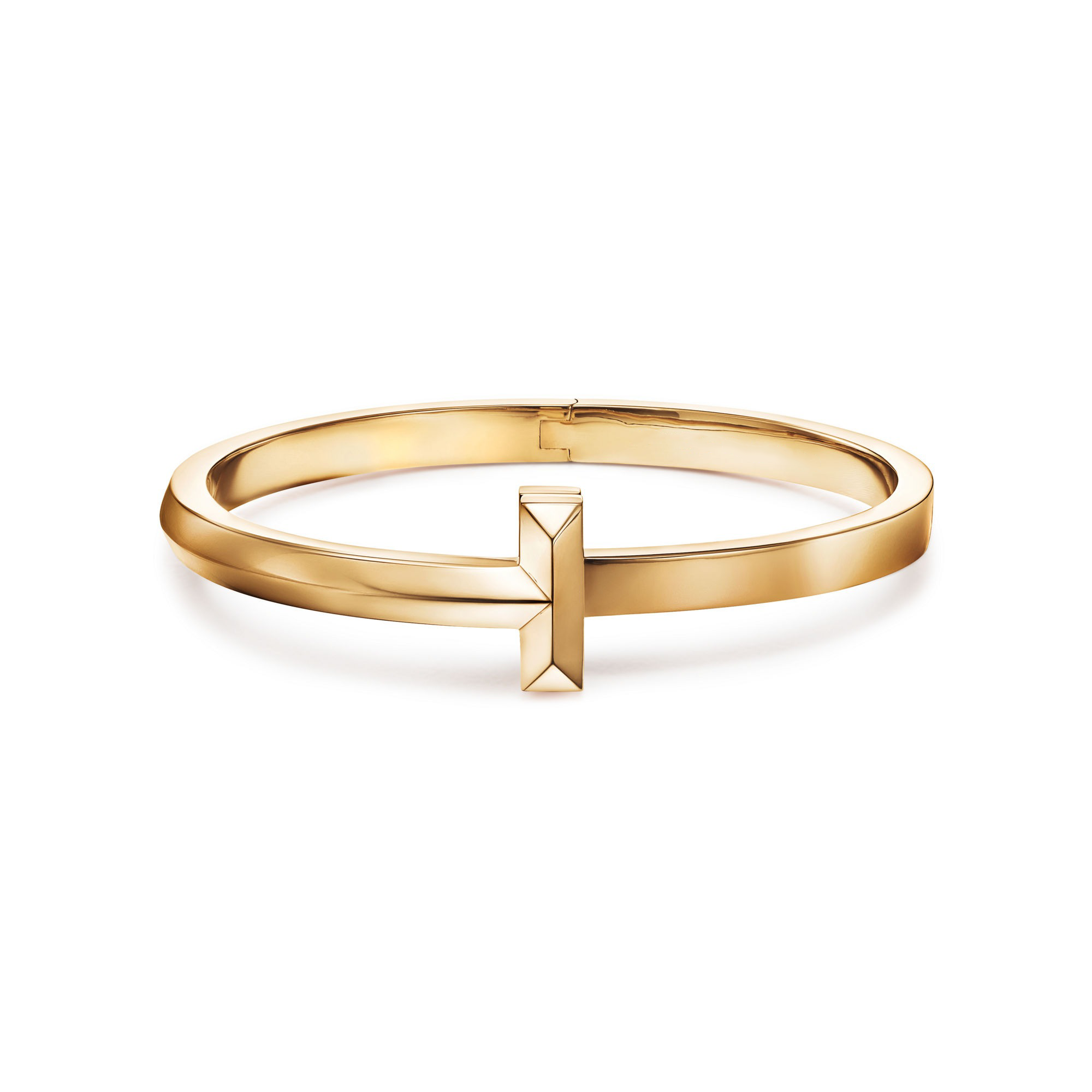 AV T Bracelet - T1 Wide Hinged Bangle in Yellow Gold