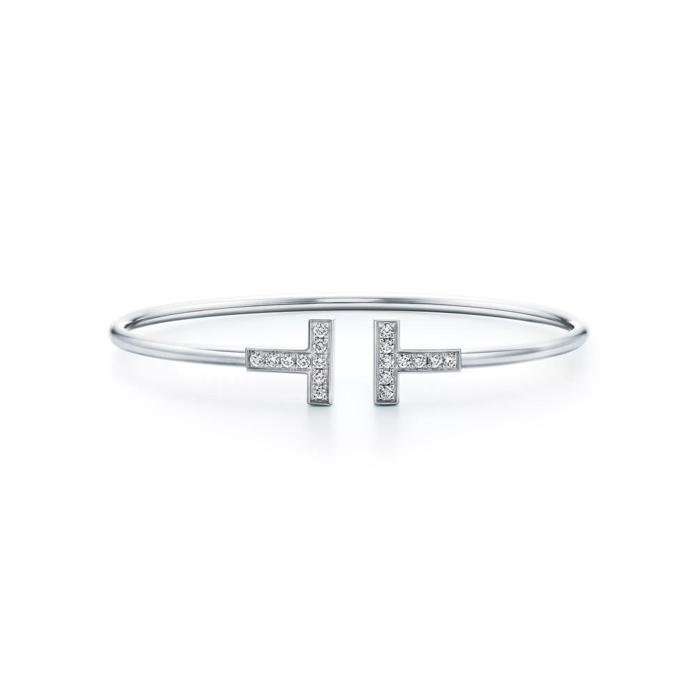 AV T Bracelet - White Gold Wire with Diamonds