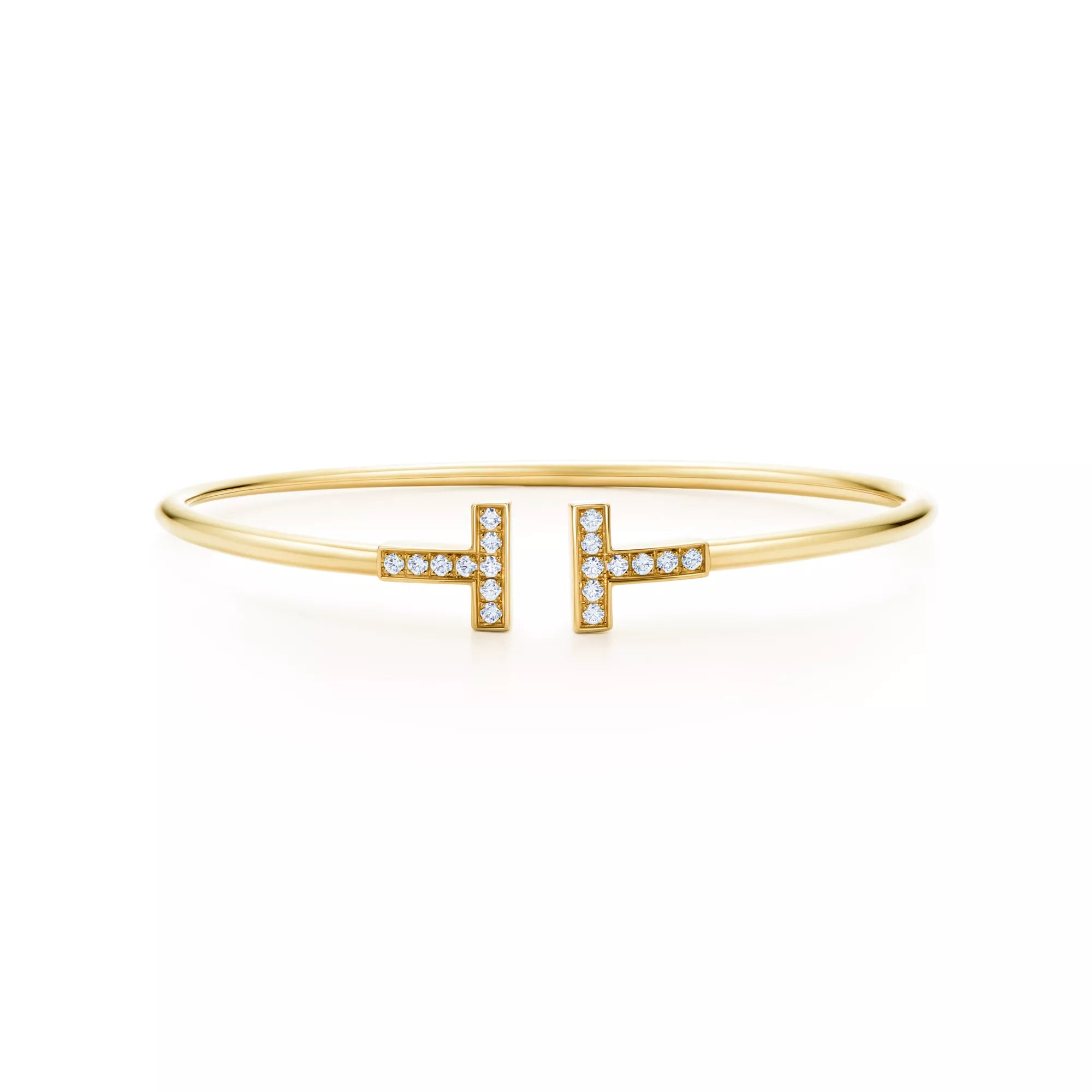 AV T Bracelet - Yellow Gold Wire with Diamonds