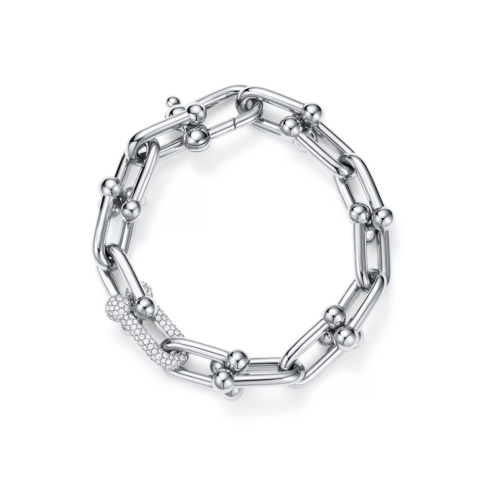 AV Pulse Bracelet - Large Link Single Diamond Link (White Gold)