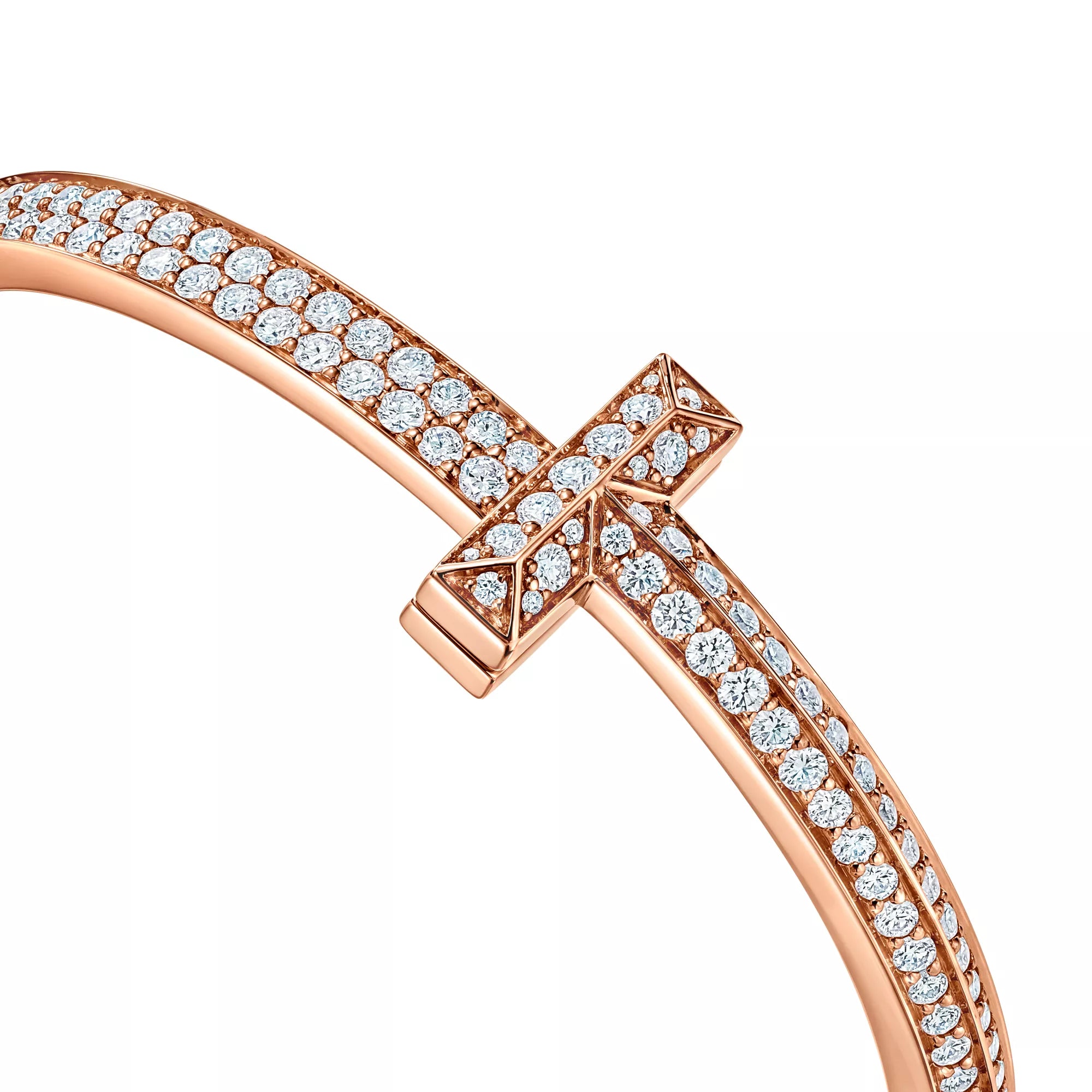 AV T Bracelet - T1 Wide Rose Gold Diamond Bangle