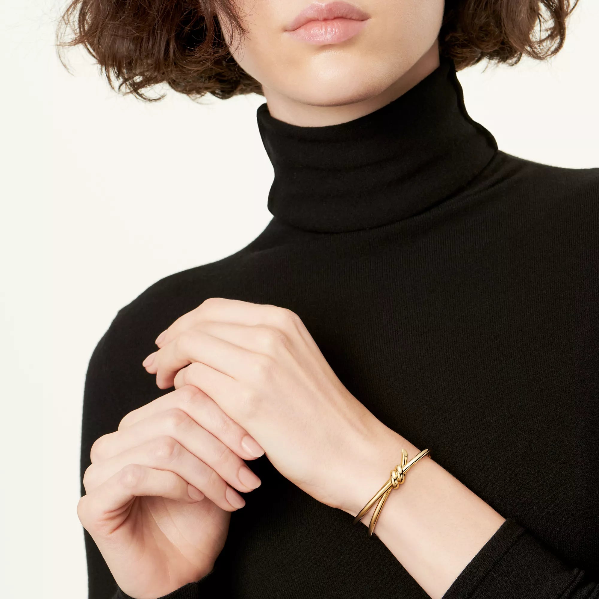 AV Lucent Bracelet - Double Row Hinged Bangle (Yellow Gold)