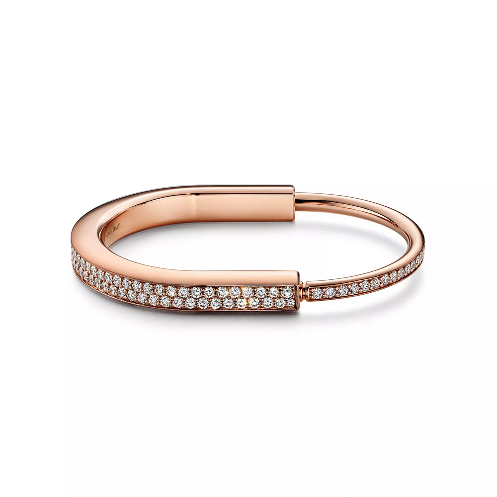 AV Lock bracelet - Bangle in Rose Gold with Full Pavé Diamonds