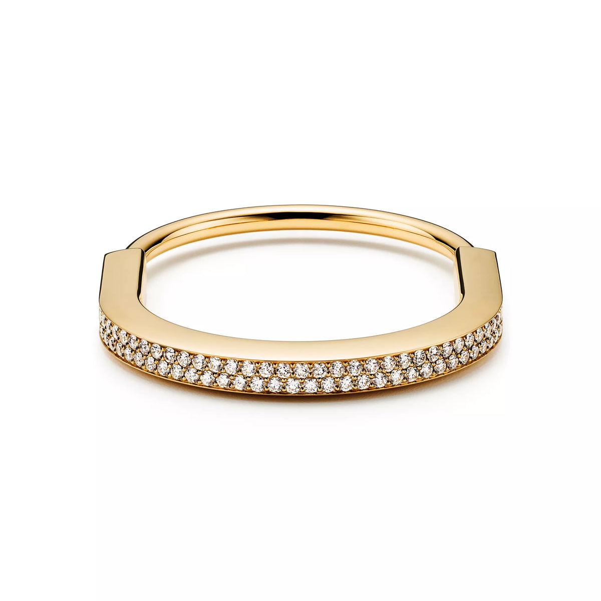 AV Lock bracelet - Bangle in Yellow Gold with Full Pavé Diamonds