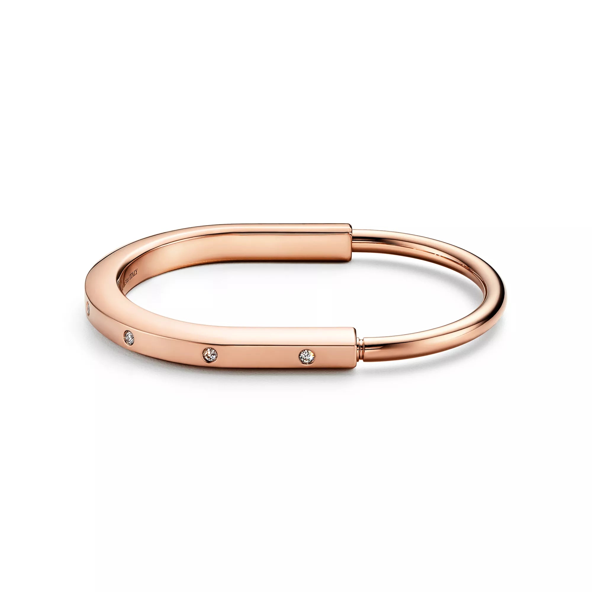 AV Lock bracelet - Bangle in Rose Gold with Diamond Accents