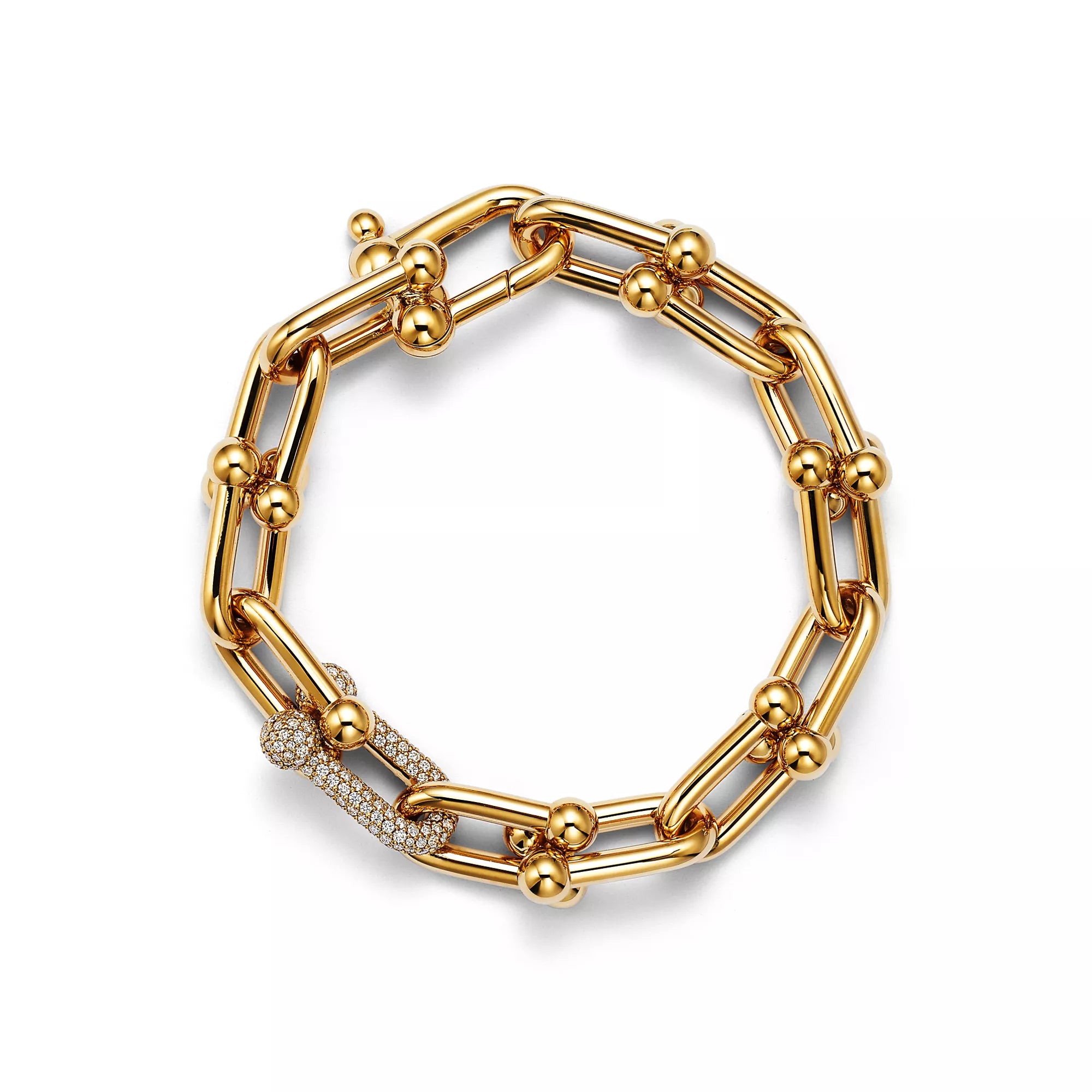 AV Pulse Bracelet - Large Link Single Diamond Link (Yellow Gold)