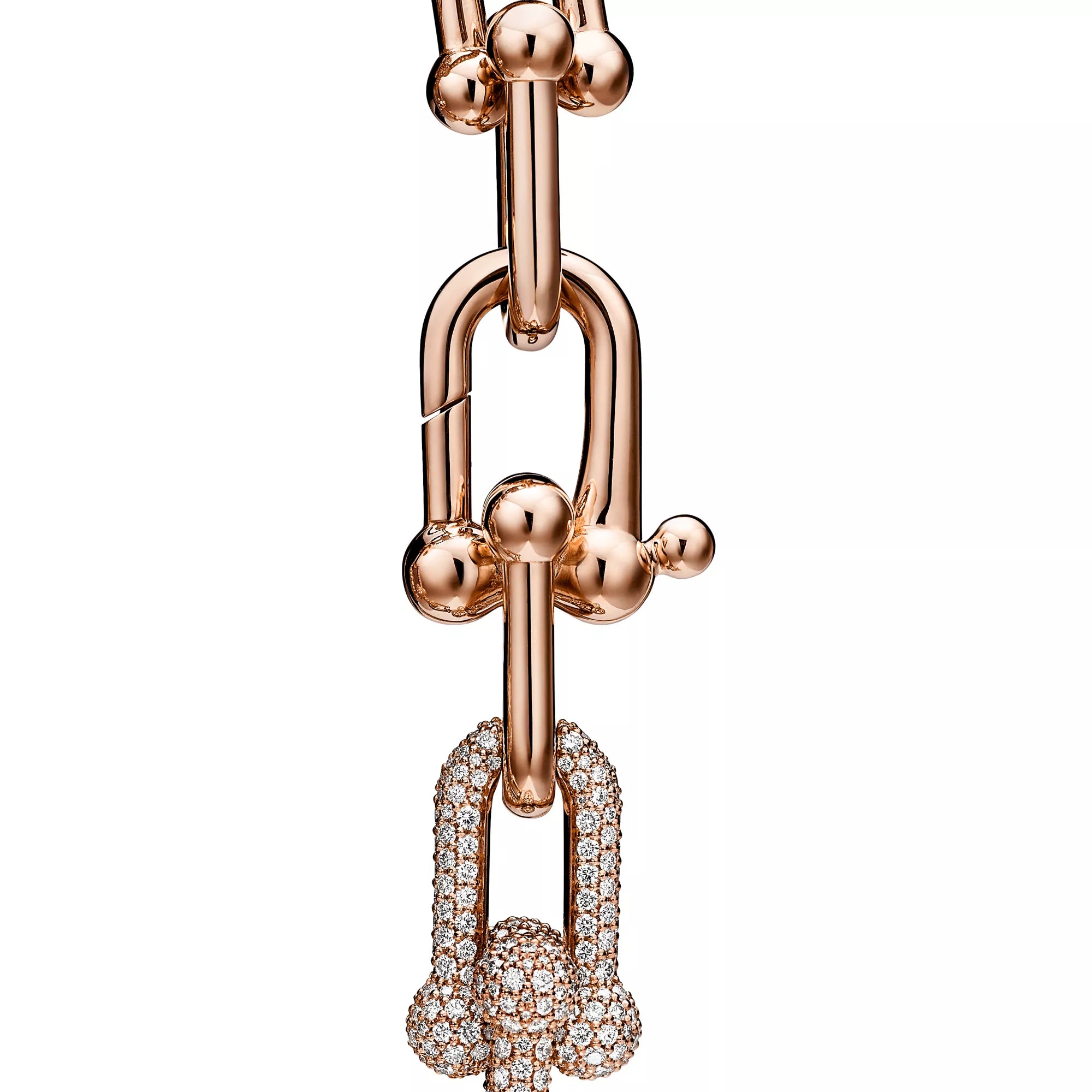 AV Pulse Bracelet - Large Link with 3 Diamond Links (Rose Gold)