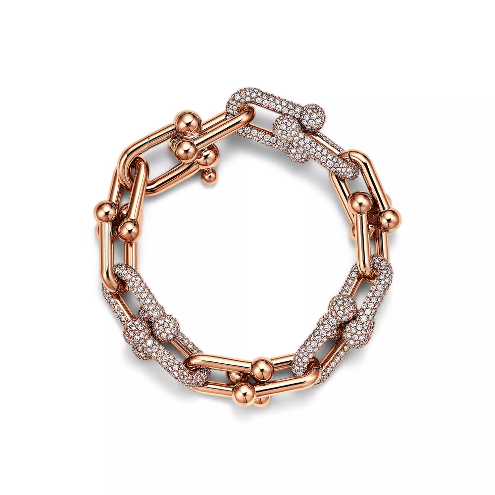 AV Pulse Bracelet - Large Link with 3 Diamond Links (Rose Gold)