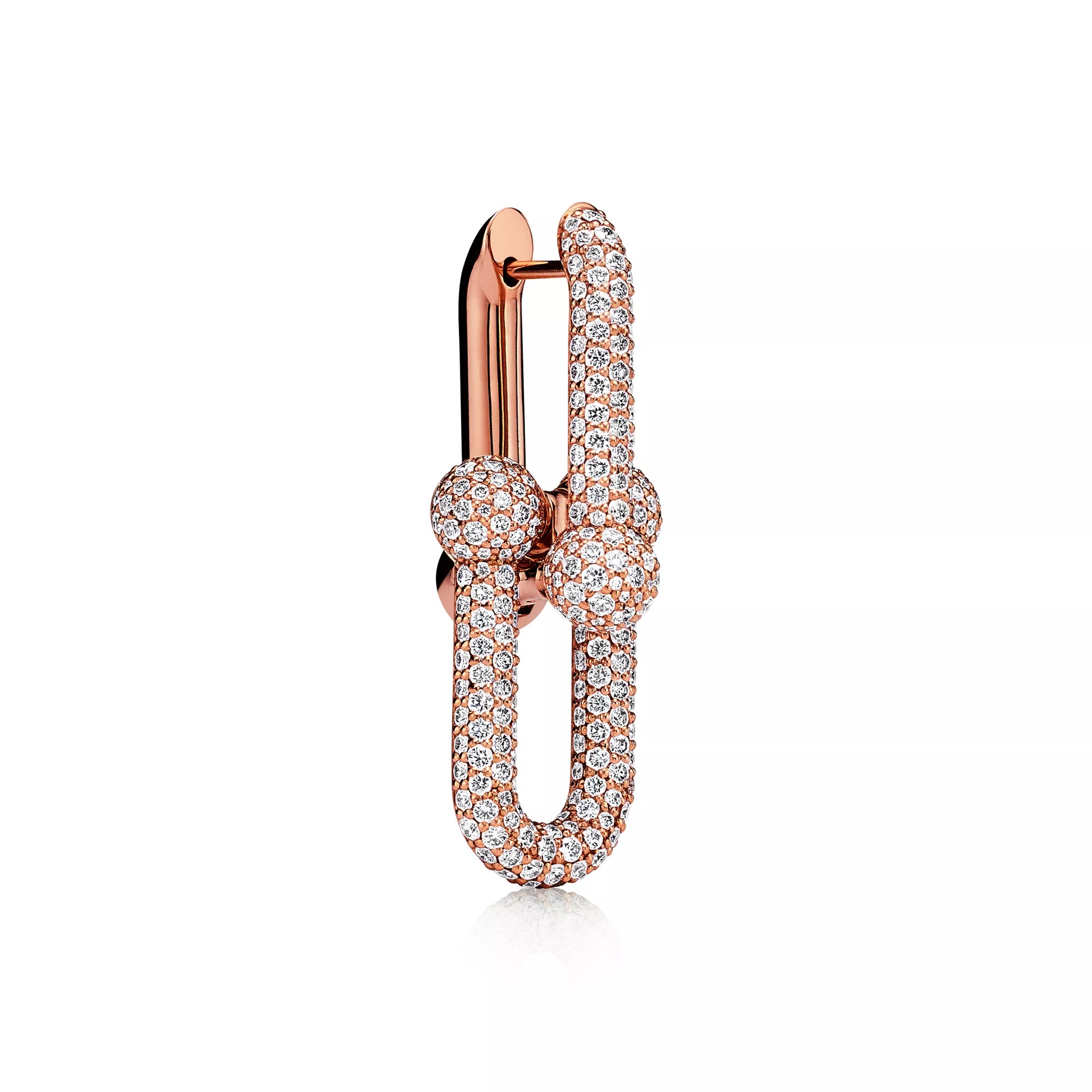 AV Pulse Earrings - Large Link Full Pavé Diamonds (Rose Gold)