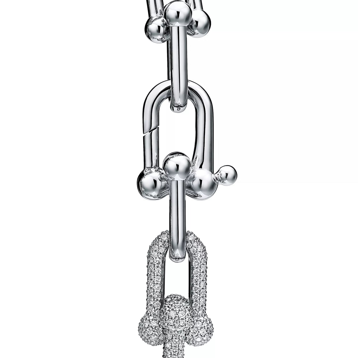 AV Pulse Bracelet - Large Link with 3 Diamond Links (White Gold)