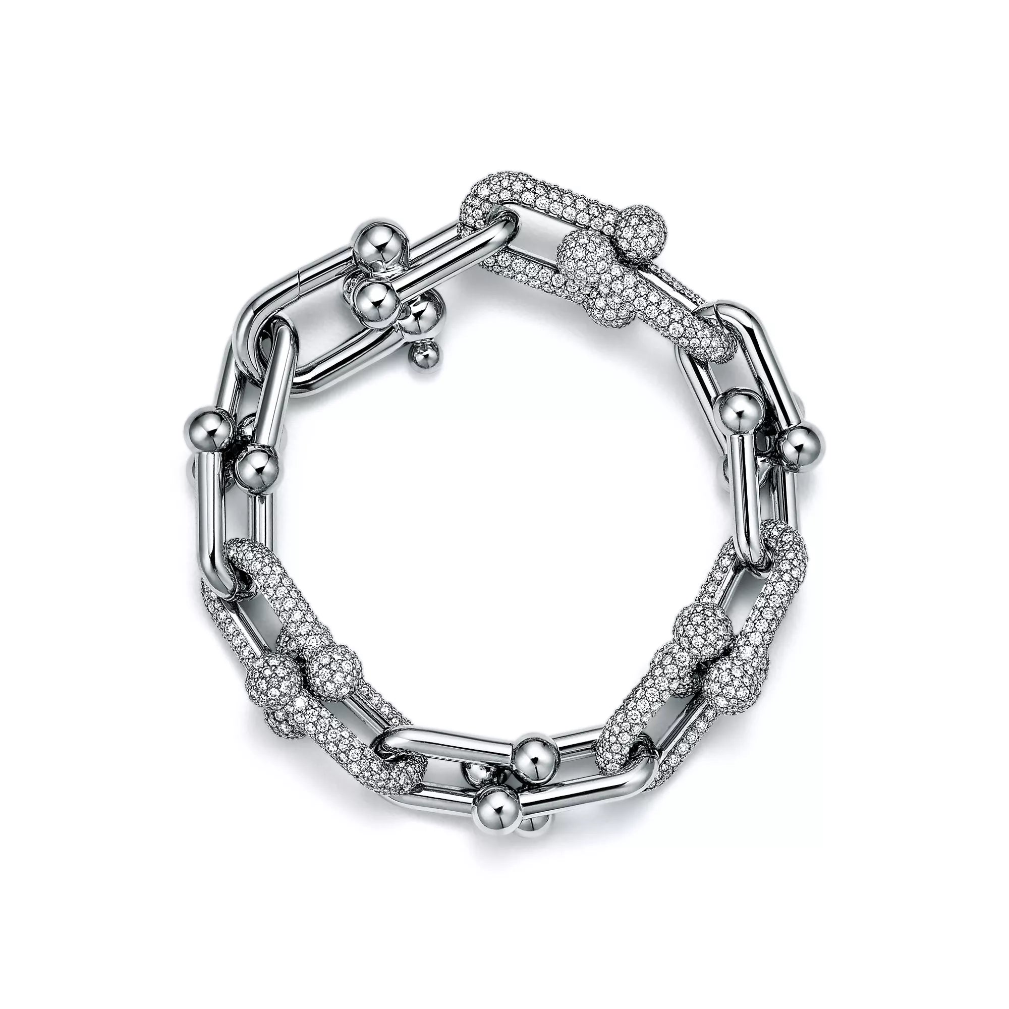 AV Pulse Bracelet - Large Link with 3 Diamond Links (White Gold)