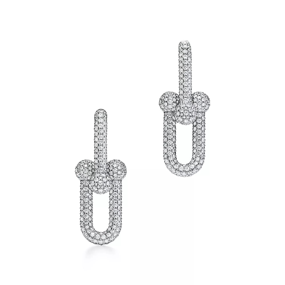 AV Pulse Earrings - Large Link Full Pavé Diamonds (White Gold)
