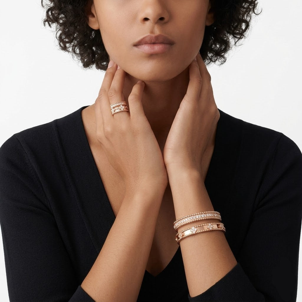 AV Mille four leaf clover bracelet, small (Rose gold)