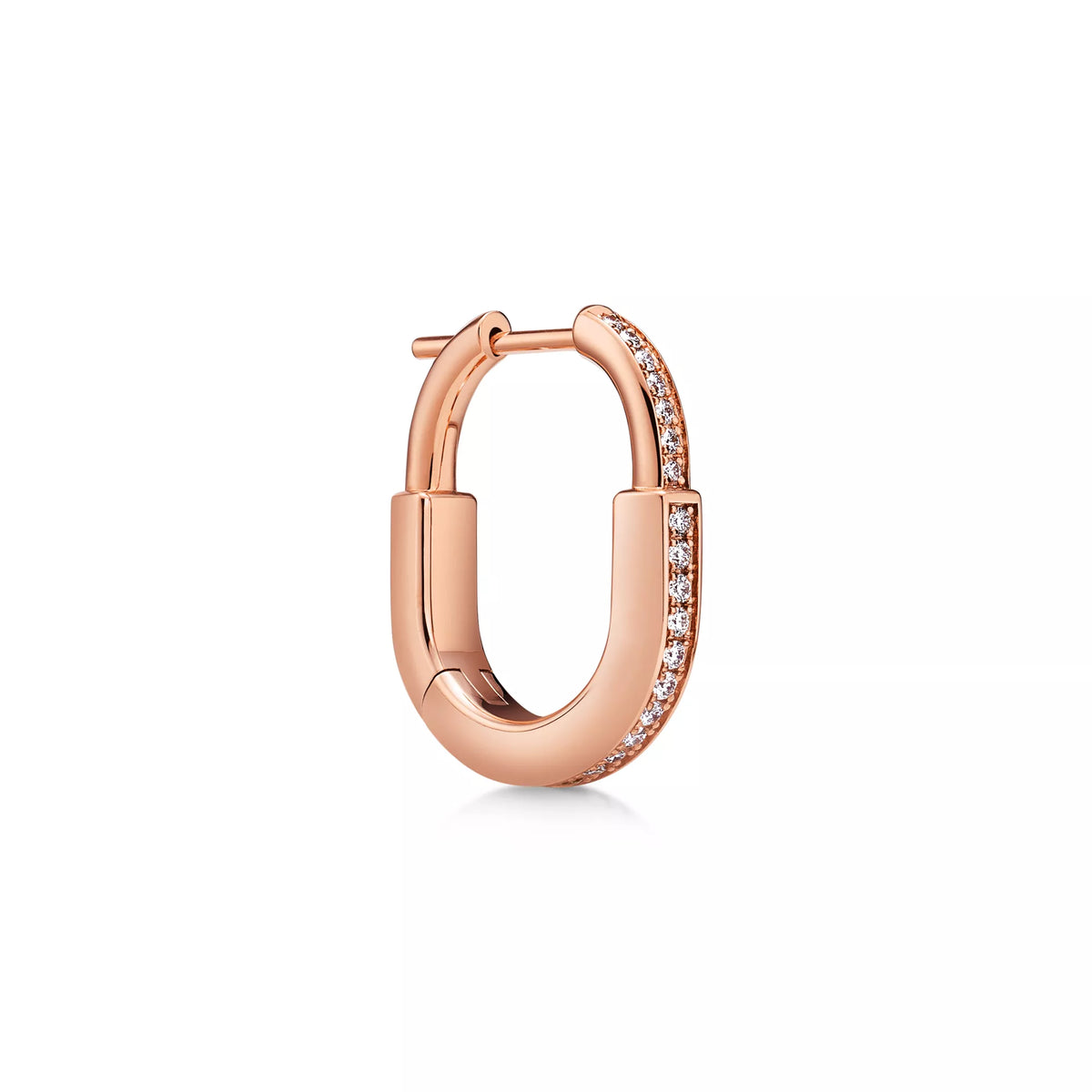 AV Lock Earrings - Rose Gold with Full Pavé Diamonds, Small