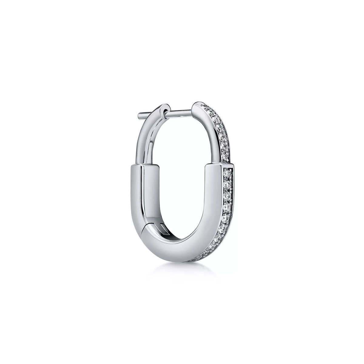 AV Lock Earrings - White Gold with Full Pavé Diamonds, Small