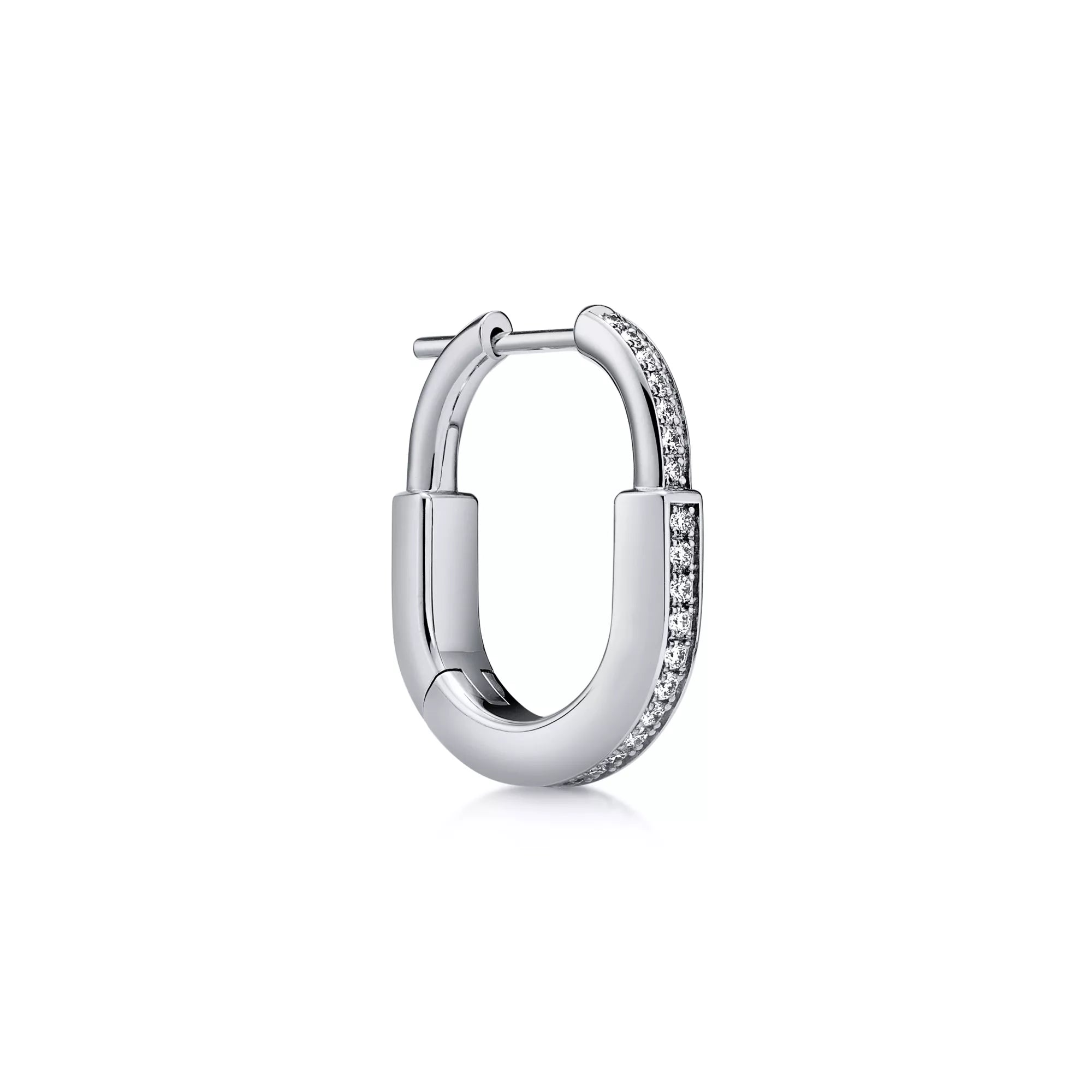 AV Lock Earrings - White Gold with Full Pavé Diamonds, Small