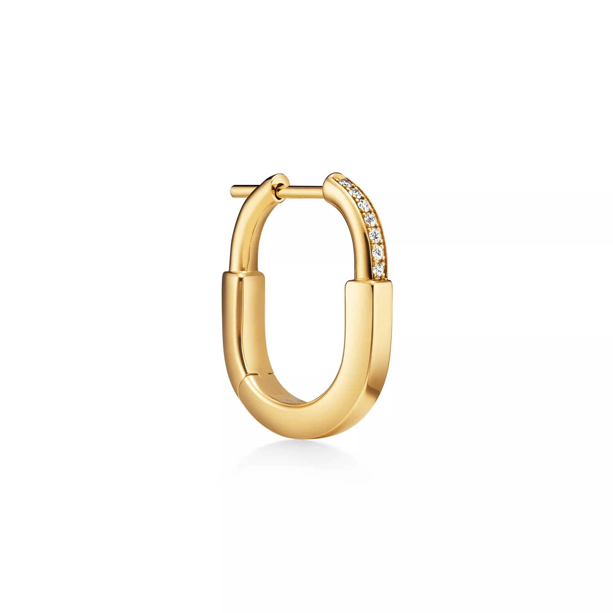 AV Lock Earrings - Yellow Gold with Half Pavé Diamonds, Small