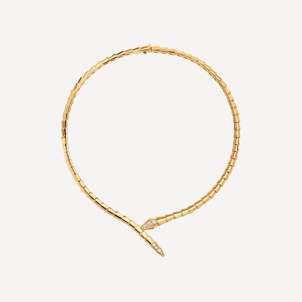 AV Viper Essence Necklace — Pavé Diamond Head & Tail (Yellow Gold)