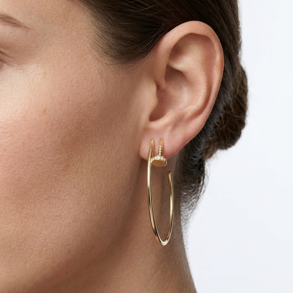 AV Linéa Clou Hoop Earrings Diamonds – Large Model (Yellow Gold)
