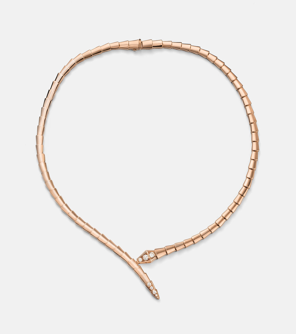 AV Viper Essence Necklace — Pavé Diamond Head & Tail (Rose Gold)