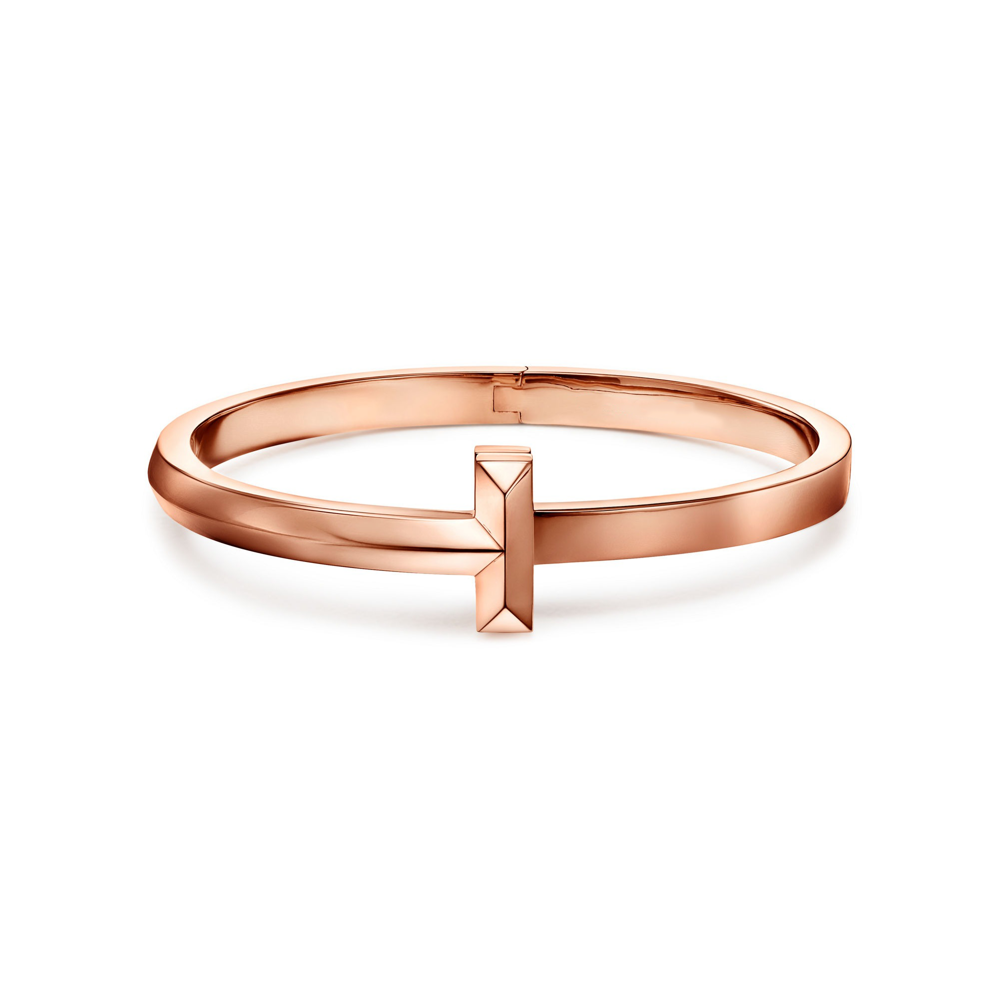 AV T Bracelet - T1 Wide Hinged Bangle in Rose Gold